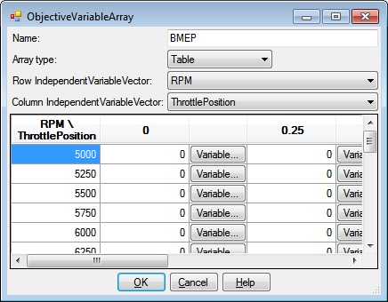ObjectiveVariableArray Table Dialog Graphic