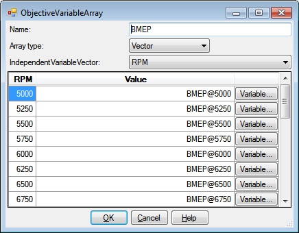 ObjectiveVariableArray Vector Dialog Graphic