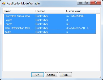 ANSYS Block ApplicationModelVariable Graphic